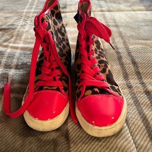 Forever 21 leopard print hot pink high tops